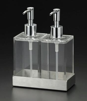 Acrylic Twin Soap dispenser with tray