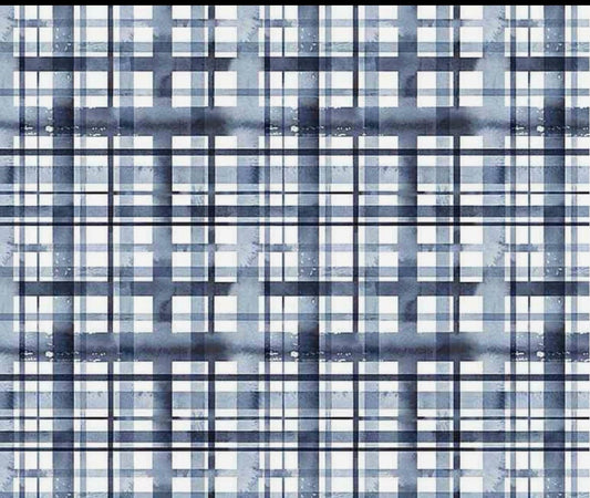Blue watercolor plaid bib and burp cloth