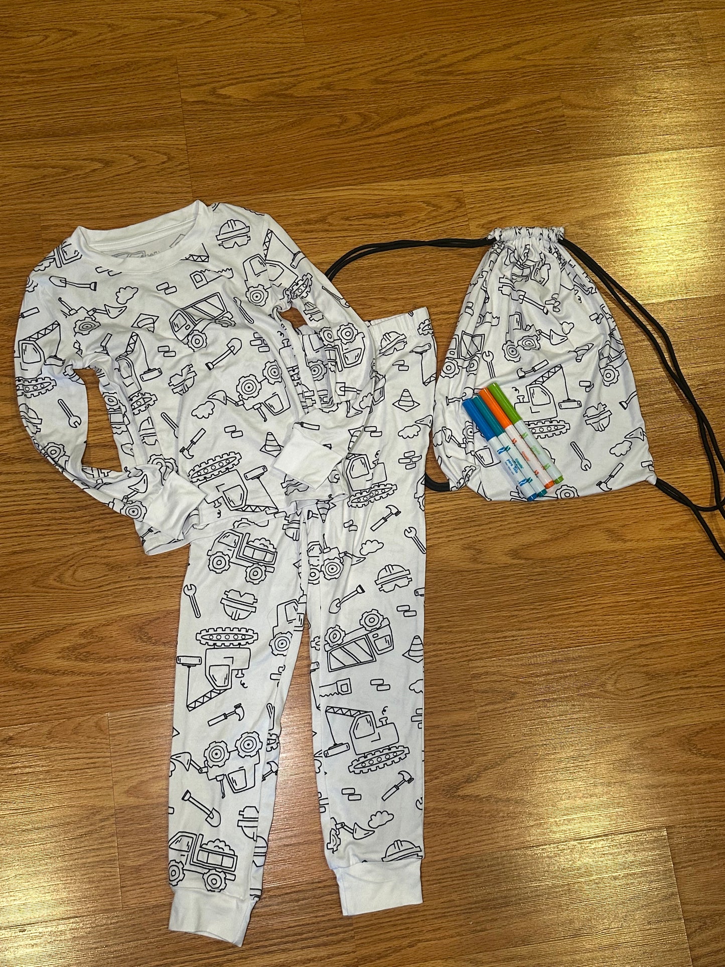 DIY construction coloring pajamas