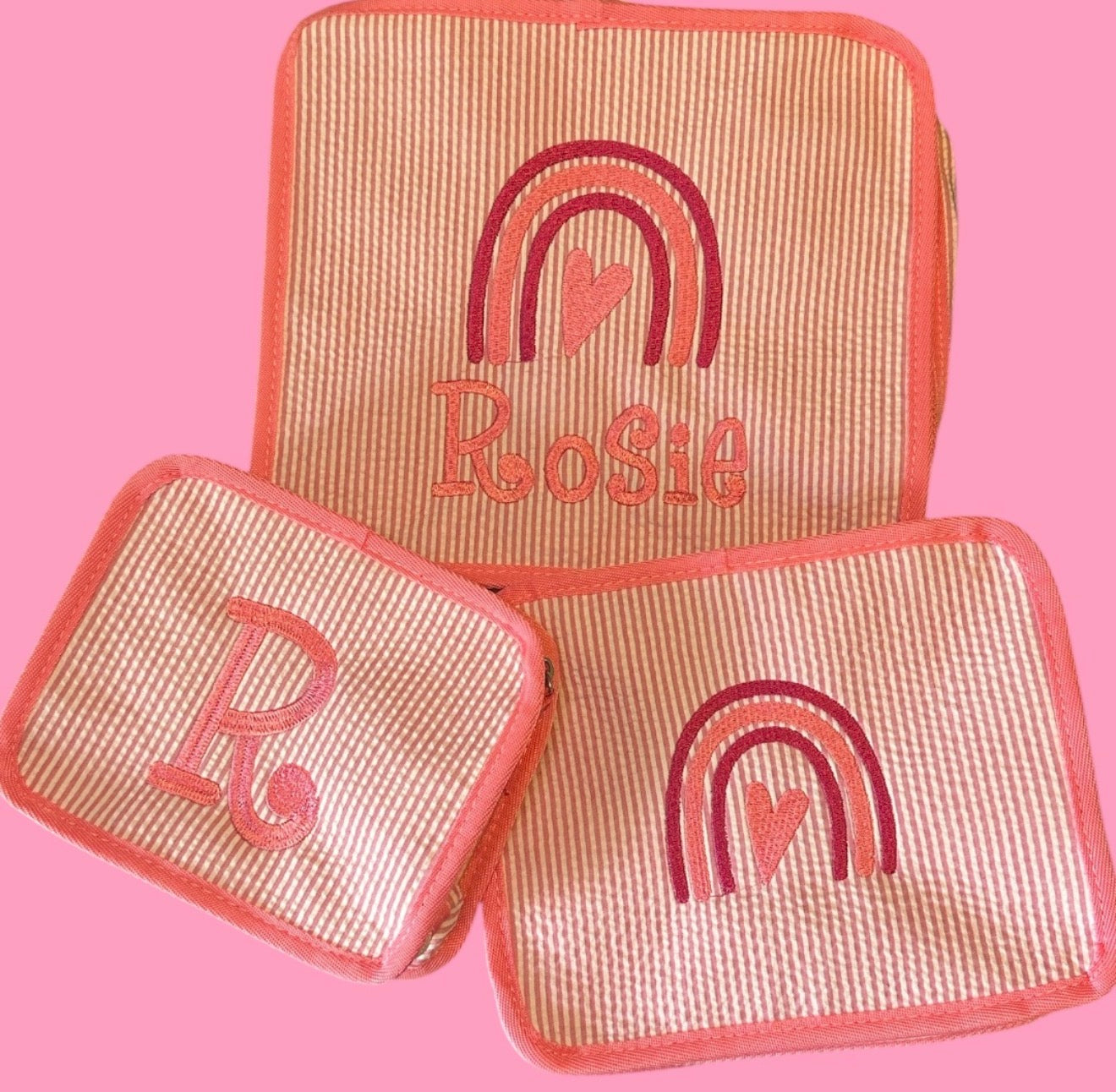 Pink packing cubes