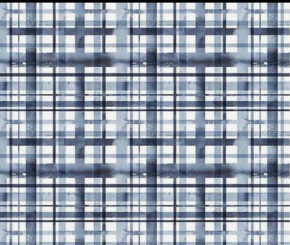 Blue watercolor plaid bib and burp cloth