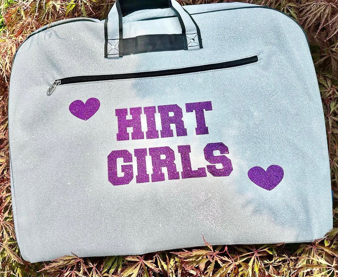 silver glitter garment bag