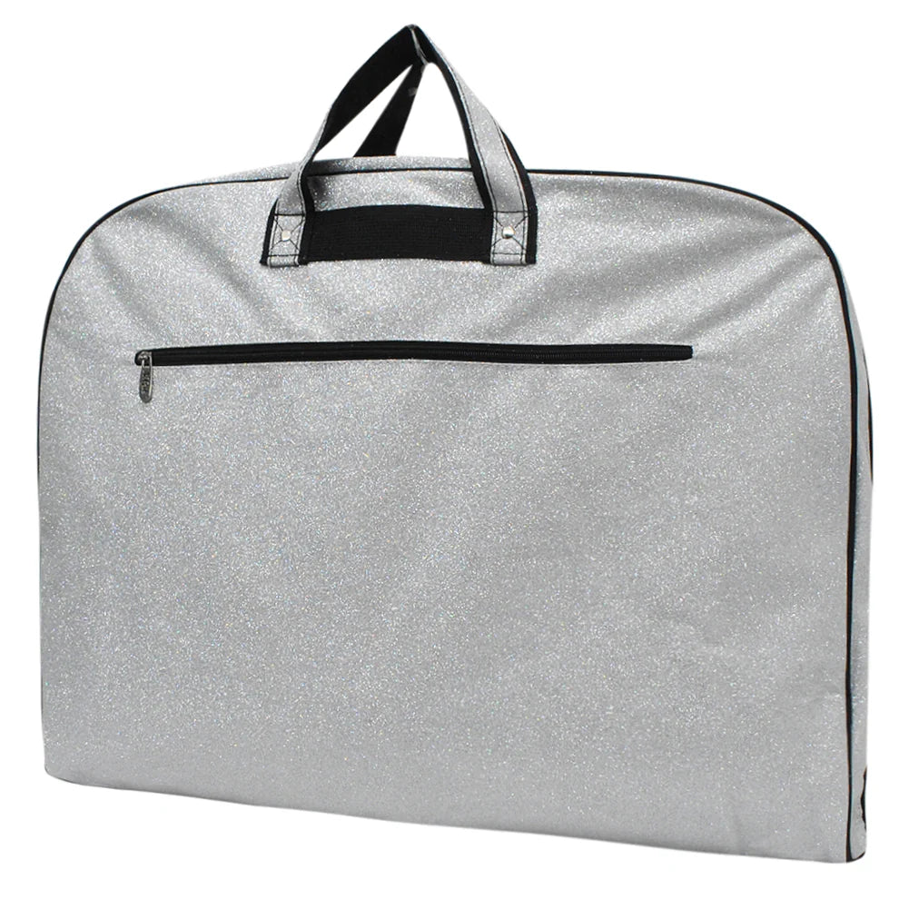 silver glitter garment bag