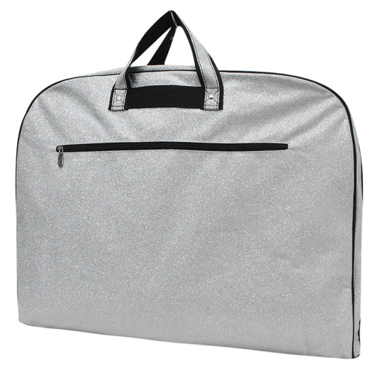 silver glitter garment bag