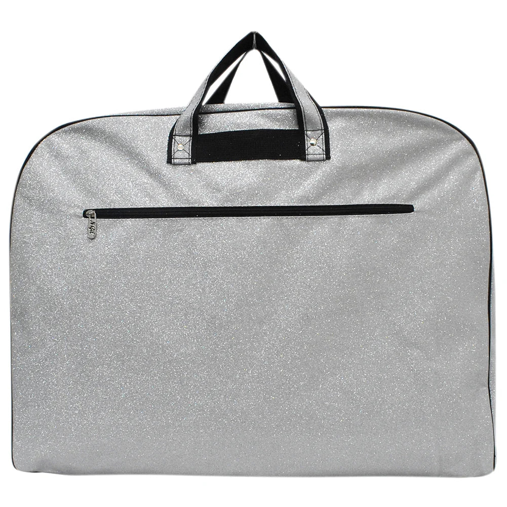 silver glitter garment bag