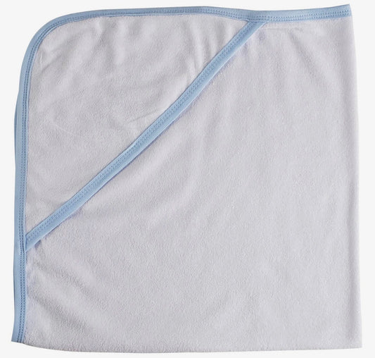 Hooded towel with blue binding