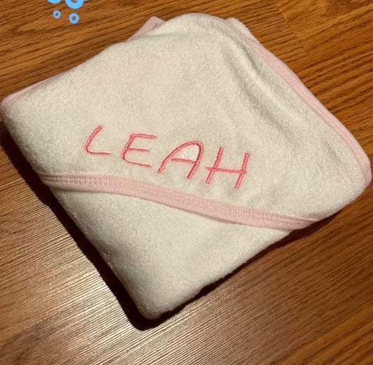 Hooded towel with Pink binding