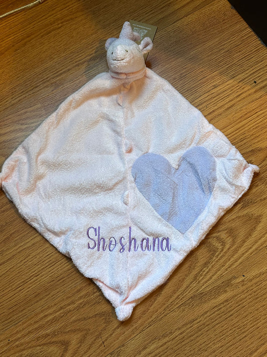 Unicorn lovey with small rip (Shoshana)