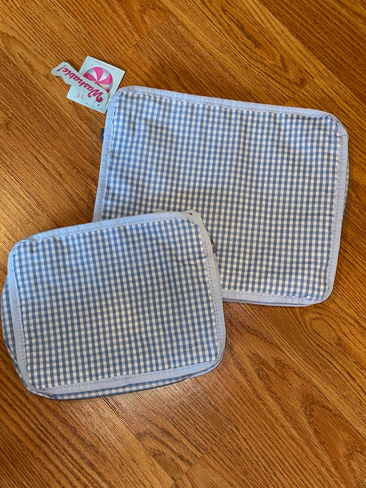Baby blue gingham packing cubes (large and Medium)