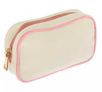 Pink trim canvas pouch