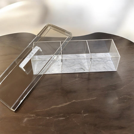 3 section lucite tray