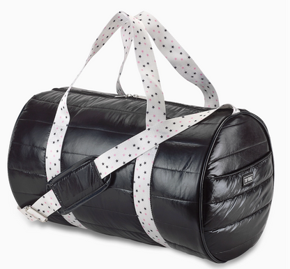 Black Puffer Duffle with Twinkle Star Strap