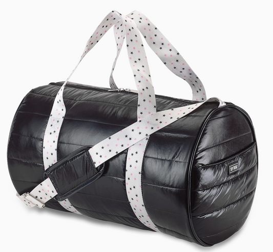 Black Puffer Duffle with Twinkle Star Strap