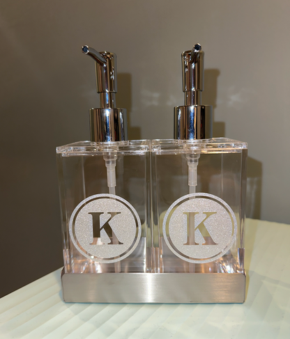 Acrylic Twin Soap dispenser with tray