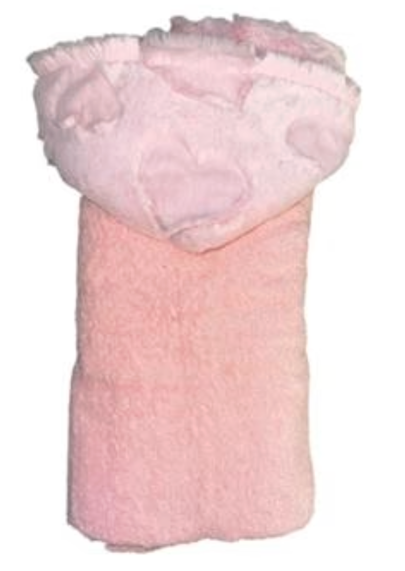 Plush Hearts on Pink Towel
