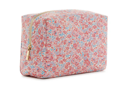 LUXE EVERYDAY COSMETIC BAG - MARSEILLE WITH PINK PINSTRIPE LINER