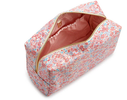 LUXE EVERYDAY COSMETIC BAG - MARSEILLE WITH PINK PINSTRIPE LINER